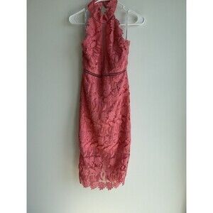Bardot Coral Halter Cocktail Dress-Fully Lined-Size 6